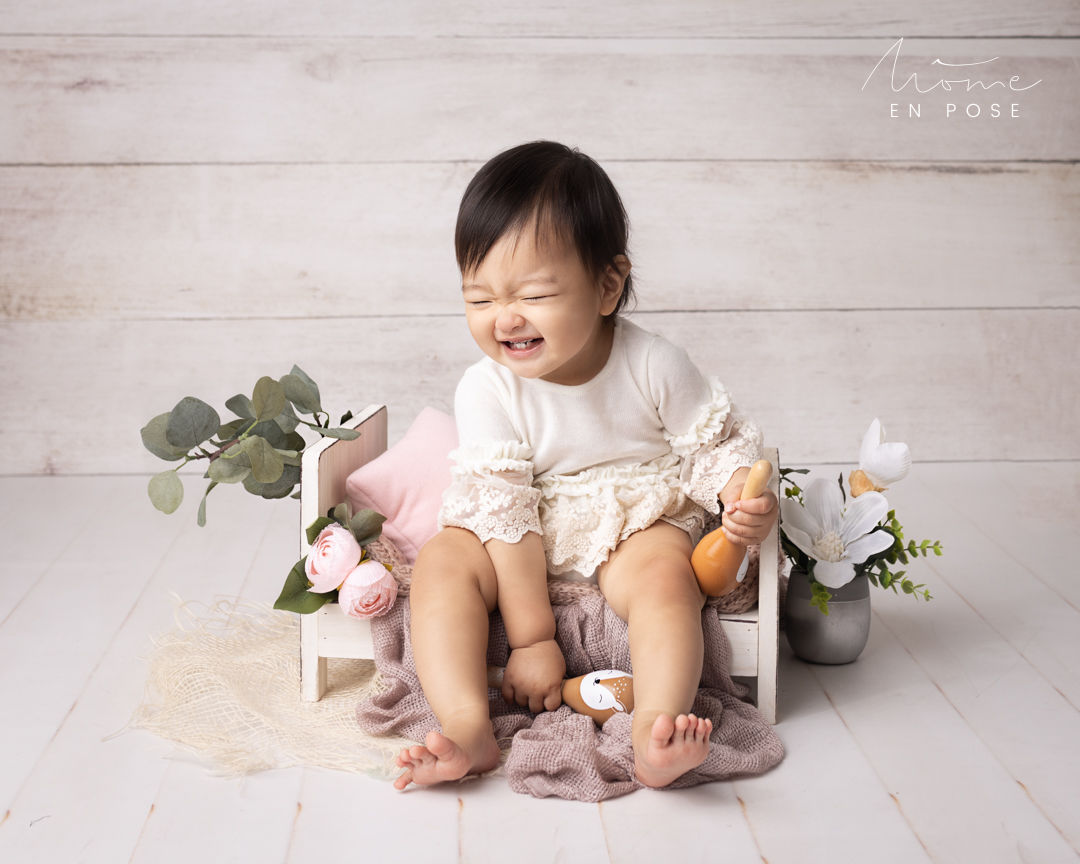 Séance un an de bébé en studio