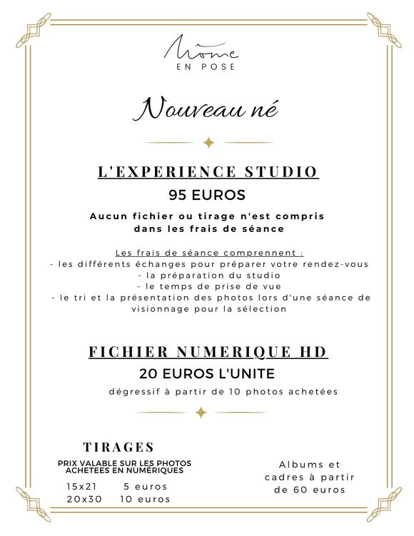 Tarif Nouveau né 2021 : 95 euros